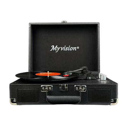 Myvision Bluetooth Vinyl Record Player 3-Speed Suitcase Turntable with Stereo Speakers Vintage Fusion Home Decoration Gift Vinyl Turntable with RCA Line Out AUX in Headphone Jack