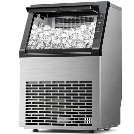 Antarctic Star Commercial Ice Maker Machine 79Lbs/24H, Self-Cleaning Freestanding Ice Machine for Home, Bar, Restaurant, Coffee Shop, Outdoor, Stainless Steel Silver
