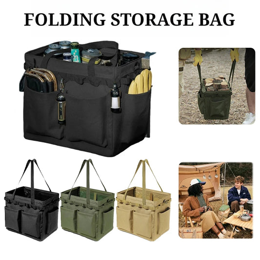 Outdoor multi-functional portable can be used as a table tool storage box, camping bag, large capacity carrying bag, picnic bag