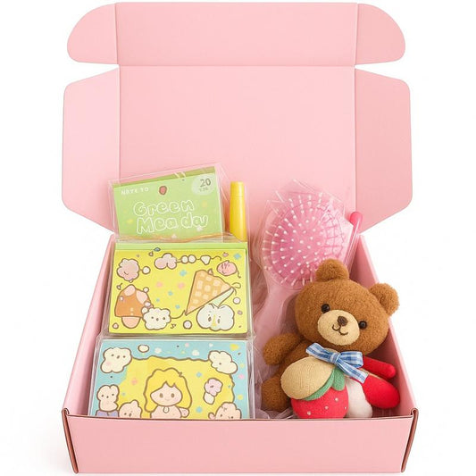 Cute Lucky Scoops - over 20 Surprises Including Notebooks Pencil Cases Bags Pens Memo Pads Washi Tape Highlighters Bookmarks Variety Pack Stationery Items Decor
