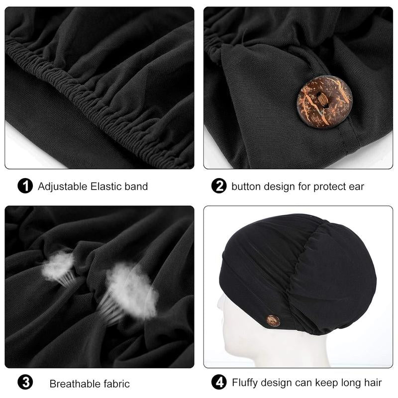 10 Pack Stretch Bouffant Hats Gourd-Shape Caps Multi-Color Chemotherapy Cap with Buttons Fashion Accessories