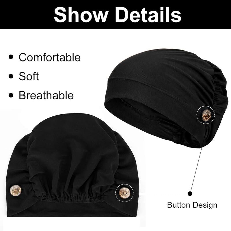 10 Pack Stretch Bouffant Hats Gourd-Shape Caps Multi-Color Chemotherapy Cap with Buttons Fashion Accessories