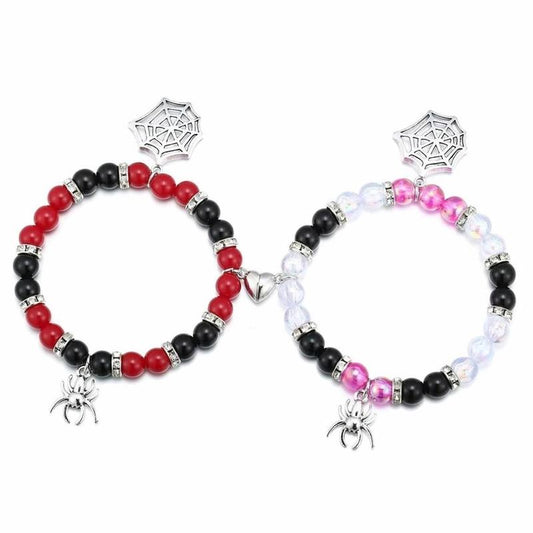 2 Counts/Set Spider Matching Friendship Bracelets for Couples Magnetic Friendship Spider Matchingbracelets for Valentine'S Day New Year Braceletsgifts for Women Men Girls