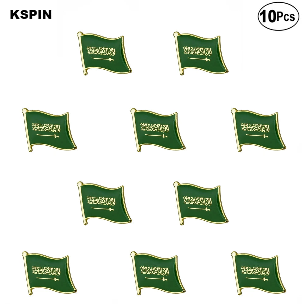 100pcs a lot Saudi Arabia Fundation Day Lapel Pin Flag badge Brooch Pins Badges