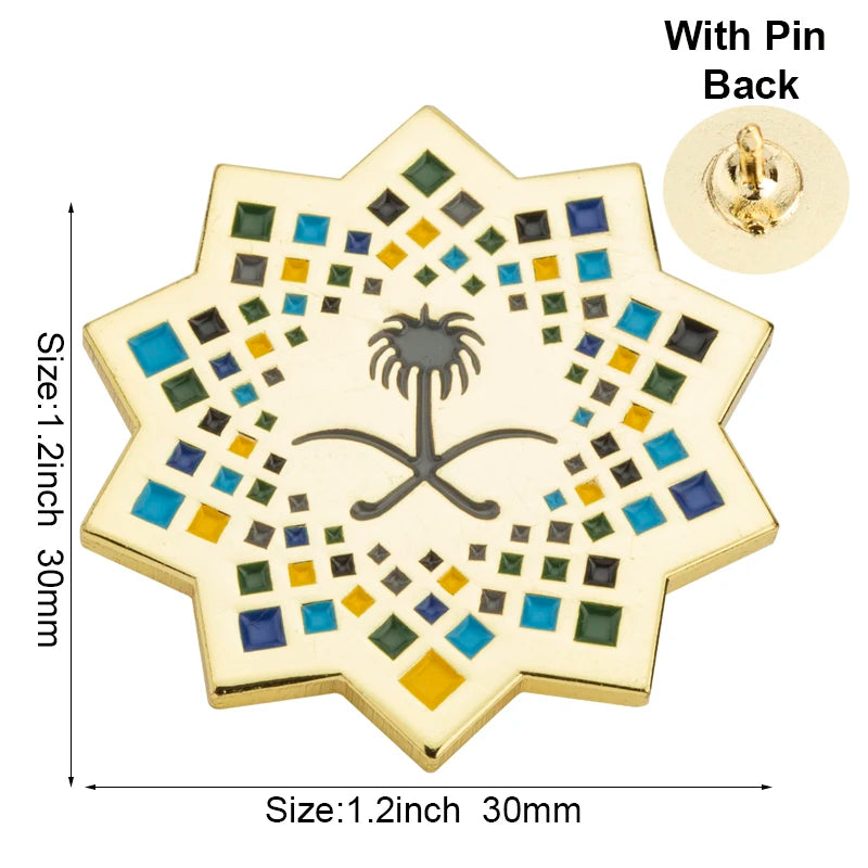 100pcs a lot Saudi Arabia Fundation Day Lapel Pin Flag badge Brooch Pins Badges