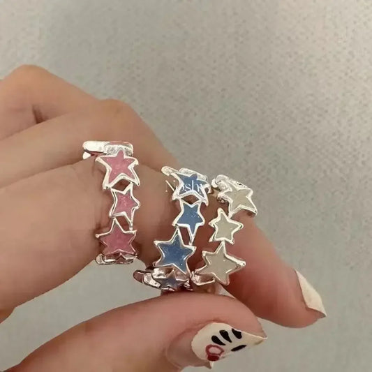 1/3pcs Set Ins Irregular Star Rings for Women Geometric Kpop Finger Buckle Jewelry Accessories Y2K Open Ring Christmas Gift
