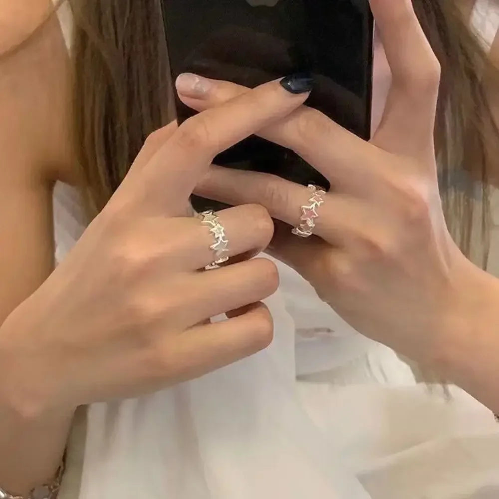 1/3pcs Set Ins Irregular Star Rings for Women Geometric Kpop Finger Buckle Jewelry Accessories Y2K Open Ring Christmas Gift
