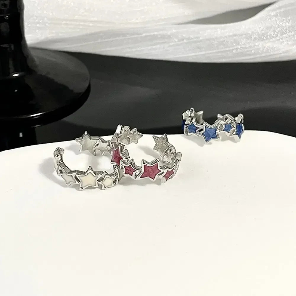 1/3pcs Set Ins Irregular Star Rings for Women Geometric Kpop Finger Buckle Jewelry Accessories Y2K Open Ring Christmas Gift