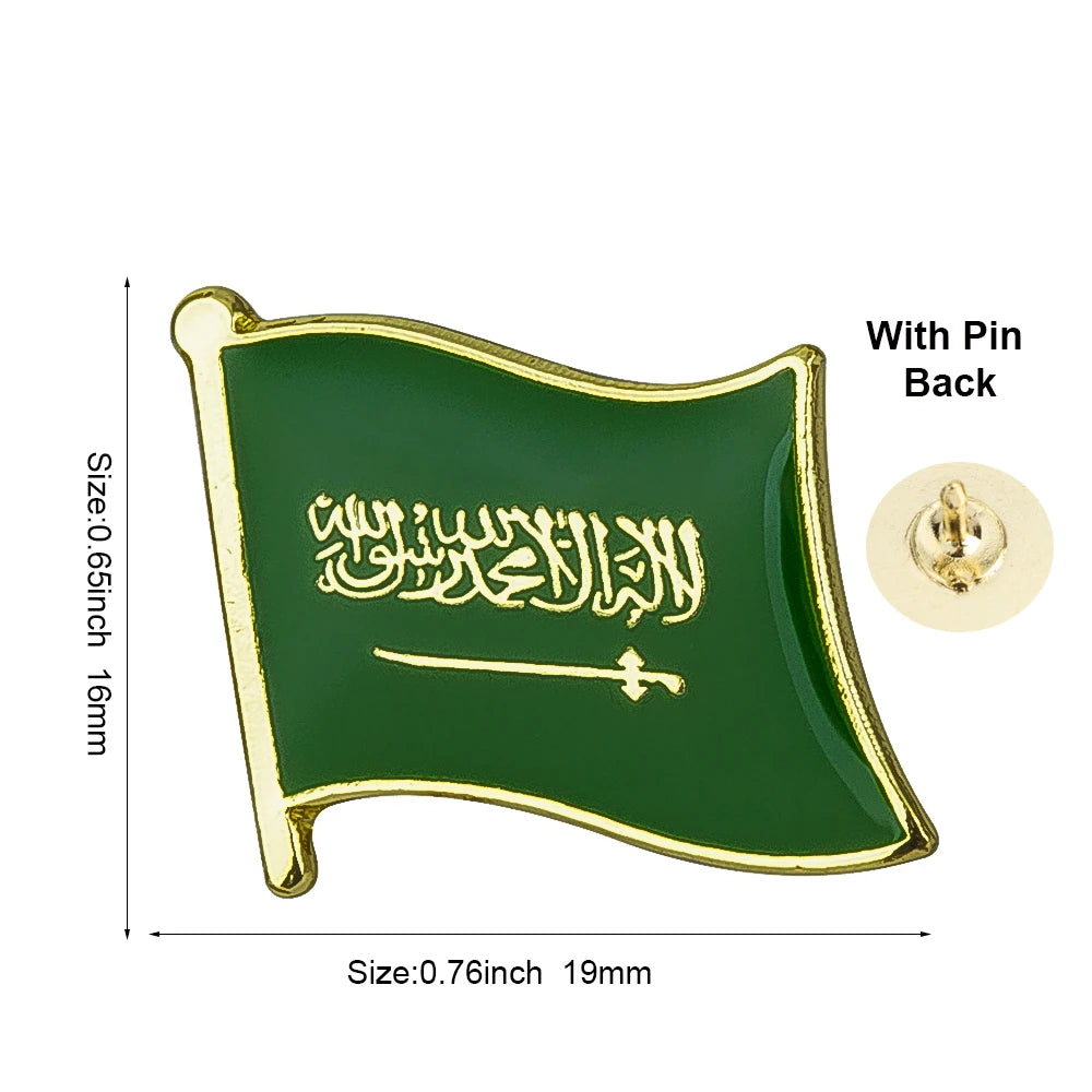 100pcs a lot Saudi Arabia Fundation Day Lapel Pin Flag badge Brooch Pins Badges